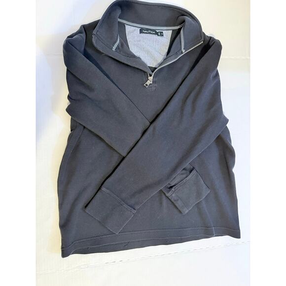 Men’s Nautica 1/4 Zip Navy Blue Long Sleeve Sweater Size Medium - Picture 4 of 6
